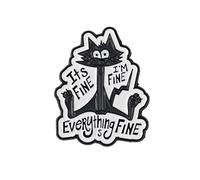 It’s Fine I’m Fine Everything’s Fine Enamel Pin, Sarcastic Cat Meme Pins, Funny Mental Health Awareness Brooch, Sassy Anxious Cat Mom Lapel Badge, Funny Anxiety Dark Humor Badge Brooches, Sarcastic