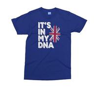 It’s in My DNA T-Shirt - Kids 11-13 - Blue - Unisex British Flag Union Jack Shirt - Proud England Scotland UK Apparel Tee for Men Women Kids - UK Ethnicity Top - British Flag Heritage Top