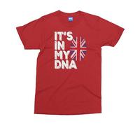 It’s in My DNA T-Shirt - Kids 11-13 - Red - Unisex British Flag Union Jack Shirt - Proud England Scotland UK Apparel Tee for Men Women Kids - UK Ethnicity Top - British Flag Heritage Top