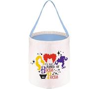 It’s Just a Bunch of Hocus Pocus - Spooky Witch Hair, Gift for Halloween, Reusable Linen Storage Bucket with Handle. (Blue)