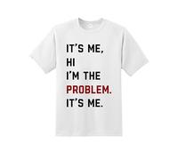 It’s Me, Hi, I’m The Problem T-Shirt | Funny Sarcastic Retro Groovy Graphic Tee | Humour Quote Unisex Top Novelty Gift Shirt for Men Women Kids - 100% Cotton Casual Slogan Tee White
