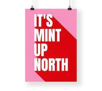 It’s Mint Up North Print - Bold Northern Quote Wall Art - Fun Typography Poster in Red & Pink - British Humour Home Decor