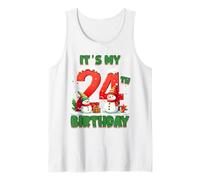 It’s My 24th Birthday Christmas Snowman 24 Year Old Xmas Tank Top