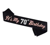 It’s My 70th Birthday Sash Silver Rose Gold Foil Black Satin Birthday Sash Happy 70th Birthday Party Gift Decorations Favors for Women Girls Men Boys (70)