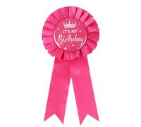 It’s My Birthday Brooch Pin, Satin Happy Birthday Ribbon Badge Button Ideal Themed Party Decorations Awards & Celebrations Supplies for Women and Men(Pink)
