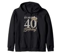 It’s My Birthday Party 40 Years Old 40th Bday Queen Zip Hoodie