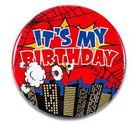 It’s My Birthday Pin, 5.8cm/2.3in Happy Birthday Button Badge Spider Web Themed Brooches for Boys Girls Men & Women Party Decorations Supplies Gifts(Style A)