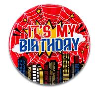It’s My Birthday Pin, 5.8cm/2.3in Happy Birthday Button Badge Spider Web Themed Brooches for Boys Girls Men & Women Party Decorations Supplies Gifts(Style B)