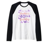 It’s My Brother’s 40th Birthday Purple Butterfly Design Raglan Baseball Tee