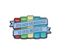 It’s Not Hoarding If It’s Books Brooch Pins, Creative Alloy Blouse Pin Badge with Colorful Book Stack Design, Fun Reading Lapel Pin for Jacket, Backpack, Shirt Decoration, Book Lover Accessories 3x1.7