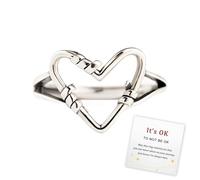 It’s OK Heart Ring, 925 Sterling Silver Heart Wire Ring, Vintage Thumb Rings for Women, Adjustable Minimalist Love Ring Jewelry Gift for Friends Family (10)