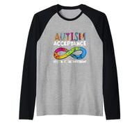 It’s Ok to Be Different Infinity Symbol Autism Acceptance Raglan Baseball Tee