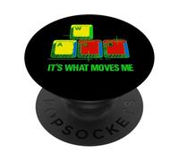 It’s What Moves Me Funny Gaming Vintage WASD PC Gamer PopSockets Adhesive PopGrip