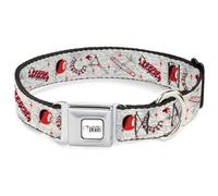 IT Seatbelt Buckle Dog Collar | It Welcome To Derry Icons Collage White Black Red Durable Metal Adjustable ID Tag Ring