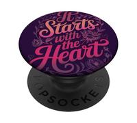 It Starts with the Heart Valentine's Day Inspiring Love PopSockets Adhesive PopGrip