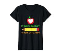 It Takes A Big Heart to Shape Little Minds Teacher School Value Graphic T-Shirt, Women, Black, XL