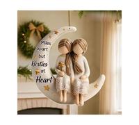 It Takes A Long Time To Grow An Old Friend - Custom I Love You to The Moon and Back Shaped Acrylic Ornament,Besties Sisters Sitting On Moon Ornament,Xmas Tree Decor Friendship Gifts HolidayKeepsake