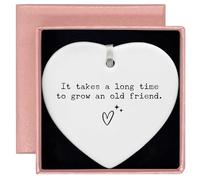 It Takes A Long Time to Grow an Old Friend-Friendship Gifts for Best Friend BFF Bestie,Thank You Presents for Soul Sisters,Friendship Keepsake-Ceramic Heart Shaped Ornament with Gift Box