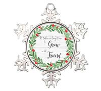 It Takes A Long Time to Grow An Old Friend Metal Snowflake Ornament Friend Appreciation Gifts Silver Christmas Ornament Holiday Tree Decorations Bestie BFF Sister Best Friends Elegant Christmas Bauble