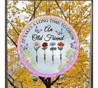 It Takes A Long Time To Grow An Old Friend Personalized Birth Flowers Suncatcher with Name Custom Stained Glass Window Hanging Ornaments Best Friends Suncatcher Gift for Mom,sister,friend