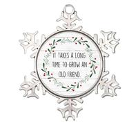 It Takes A Long Time to Grow An Old Friend Silver Christmas Ornament Bestie BFF Sister Best Friends Snowflake Ornaments Holiday Decoration Birthday Graduation Gifts Round Xmas Keepsake for Kids