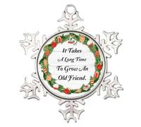 It Takes A Long Time to Grow An Old Friend Snowflake Ornaments Round Christmas Tree Ornament Bestie BFF Sister Best Friends Rustic Keepsake Friends Neighbors Collectible Gift for Xmas Tree Decoration