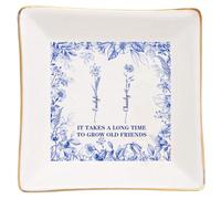 It Takes A Long Time To Grow Old Friends Jewelry Dish,Custom Birth Month Flower Jewelry Tray,Chinoiserie Toile De Jouy Trinket Tray Ring Dish,Birthday Friendship Gift for Besties Sisters Best Friends