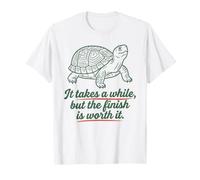 It Takes A While - Motivational Turtle Design T-Shirt
