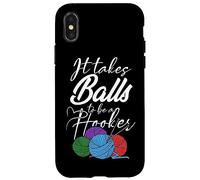 It Takes Balls To Be A Hooker Crochet All Day For Women Boho Case for iPhone X/XS