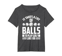 It Takes Balls to Play Like I Do - Funny Golf T-Shirt, Women's Plus, Dark Heather Grey, 2X