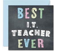 IT Teacher Appreciation Card - Best IT Teacher Ever - Thank You Card from Student Pupil, 145mm x 145mm Thankful Cards