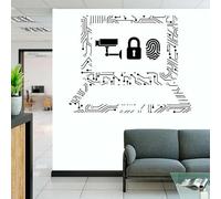 IT Technology Vinyl Wall Sticker Cybersecurity Laptop Internet Digital Technology Company Corporate Office Decor Wall Decal 53x42cm
