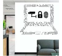 IT Technology Vinyl Wall Sticker Cybersecurity Laptop Internet Digital Technology Company Corporate Office Decor Wall Decal Gift 106X84CM