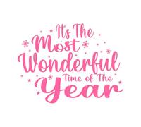 it The Most Wonderful time of The Year Christmas Design Engraving Decals 60.8x80.5cm Window Decals Pink