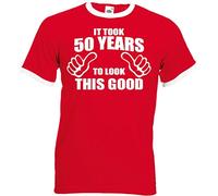 It Took 50 Years to Look This Good Unisex Ringer T-Shirt 50th Birthday Gift Present Funny Novelty Top Red