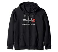 It Took a Licking But It's Still Ticking Heart Surgery Zip Hoodie