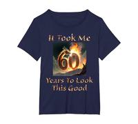 It Took Me 60 Years to Look This Good - Dragon - Age 60 T-Shirt, Women's Plus, Navy Blue, 2X