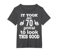 It Took me 70 Years to Look This Good 70th Birthday T-Shirt, Women's Plus, Dark Heather Grey, 1X