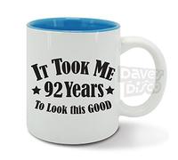 IT Took ME 92 Years to Look This Good, Vintage, 92nd Birthday, Father's Day Gift idea, Blue Inside, Ceramic Mug, Cup