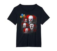 IT: TV Mini Series Many Faces of Pennywise T-Shirt, Women's Plus, Black, 3X