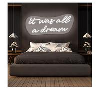 It Was All a Dream Neon Lights Signs Personalized Custom Large LED Acrylic Light Up Neon Sign For Bedroom For Wall Decor Wedding Bar Party Outdoor Happy Birthday(White,60X21CM)