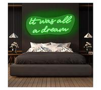 It Was All a Dream Neon Lights Signs Personalized Custom Large LED Acrylic Light Up Neon Sign For Bedroom For Wall Decor Wedding Bar Party Outdoor Happy Birthday(Green,70X25CM)