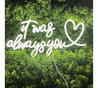 It Was Always You Signs for Wall Decor Neon Wall Art Acrylic LED Lights with Hanging Chain Light Up for Bedroom Decor Man Cave Bar Pub graduate Wedding Party 5V USB Powered Dimmable