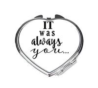 It Was Always You Statement folding compact pocket mirror - silver heart shape