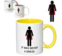 It was Never A Dress Mug, It was Never a Dress Color Changing Mug for Women, Empowerment 11oz Ceramic Heat Sensitive Magic Cup, Dishwasher Microwave Ready Double Sided for Home (Yellow)