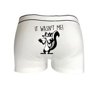It Wasnt Me Mens White Boxers - Novelty Funny Fun Humorous Joke Saying Skunk Stink Fart Smelly Boyfriend Husband Partner Spouse Birthday Gift Gifts Present (Small, White Prime)