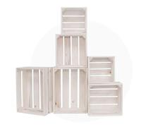 ITA Alina Wooden Crates Set, 6 Storage Crates in 3 Sizes, Decorative Wooden Storage Boxes, Stackable & Nestable, FSC-Certified Wood, Made in EU - White