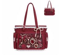 Ita Bag Cute Y2k-Style Itabag with a Transparent Display Window, Lace Shoulder Bag for Anime Badges, Pins and Charms