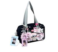 Ita Bag for Kpop Fan Pin Display Ita tote Bag Japanese Anime Shoulder Bag Kawaii Crossbody Bag Cosplay, Black