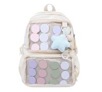 Ita Bag with Clear Windows for Women Teens JK Pin Display, Kawaii Ita Backpack with Pendant, Large Capacity Aesthetic School Bag Casual Daypack for Primary/Secondary/College Teenager Students (White)